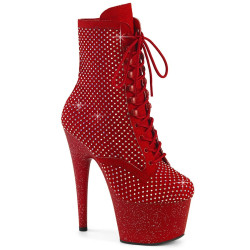 Pleaser ADORE-1020RM Red Vegan Suede Strass Mesh Sale