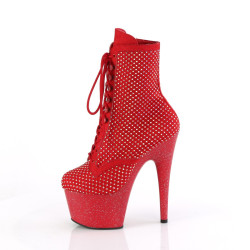 Pleaser ADORE-1020RM Red Vegan Suede Strass Mesh Sale