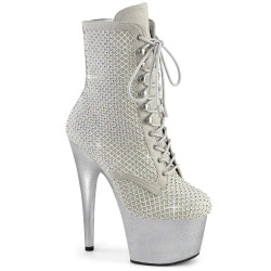 Pleaser ADORE-1020RM Silver Vegan Sude Strass Mesh Sale