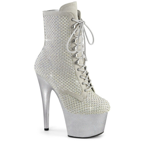 Pleaser ADORE-1020RM Silver Vegan Sude Strass Mesh Sale