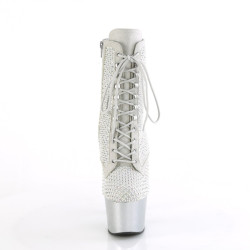 Pleaser ADORE-1020RM Silver Vegan Sude Strass Mesh Sale