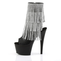 Pleaser ADORE-1024RSF Black Vegan Leather Silver Boots