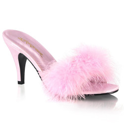Fabulicious AMOUR-03 Rose Feathers Low Heeled Mules