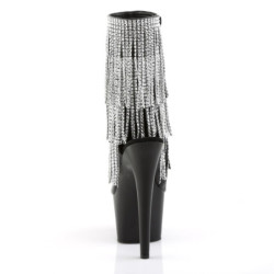 Pleaser ADORE-1024RSF Black Vegan Leather Silver Boots