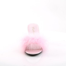 Fabulicious AMOUR-03 Rose Feathers Low Heeled Mules