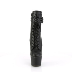 Pleaser ADORE-1020STR Black Vegan Leather Ankle Boots