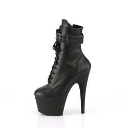Pleaser ADORE-1020STR Black Vegan Leather Ankle Boots