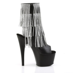 Pleaser ADORE-1024RSF Black Vegan Leather Silver Boots