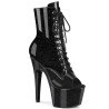 Pleaser ADORE-1021GP Black Glitter Patent Ankle Boots