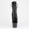 Pleaser ADORE-1021GP Black Glitter Patent Ankle Boots