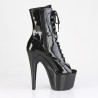 Pleaser ADORE-1021GP Black Glitter Patent Ankle Boots