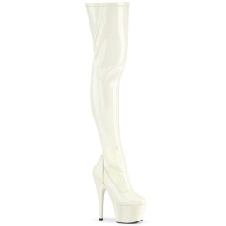 Pleaser ADORE-3000 White Platform Over The Knee Boots
