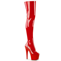 Pleaser ADORE-3000 Red Platform Over The Knee Boots