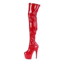 Pleaser ADORE-3000 Red Platform Over The Knee Boots