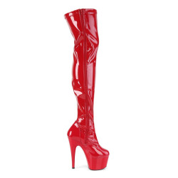 Pleaser ADORE-3000 Red Platform Over The Knee Boots