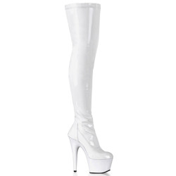 Pleaser ADORE-3000 White Patent Over The Knee Boots