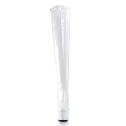 Pleaser ADORE-3000 White Patent Over The Knee Boots