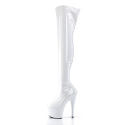 Pleaser ADORE-3000 White Patent Over The Knee Boots
