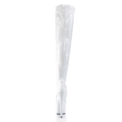 Pleaser ADORE-3000 White Patent Over The Knee Boots