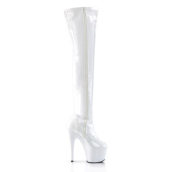 Pleaser ADORE-3000 White Patent Over The Knee Boots