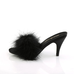 Fabulicious AMOUR-03 Black Feathers Low Heeled Mules