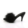 Fabulicious AMOUR-03 Black Feathers Low Heeled Mules