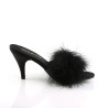 Fabulicious AMOUR-03 Black Feathers Low Heeled Mules