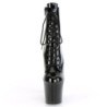 Pleaser IRONGRIP-1020 Black Patent Silver Ankle Boots