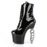 Pleaser IRONGRIP-1020 Black Patent Silver Ankle Boots