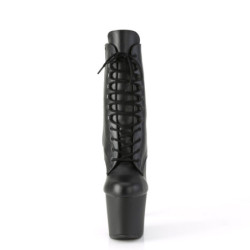 Pleaser IRONGRIP-1020 Black Vegan Leather Silver Boots