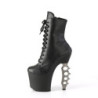 Pleaser IRONGRIP-1020 Black Vegan Leather Silver Boots