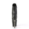 Pleaser IRONGRIP-1020 Black Vegan Leather Silver Boots