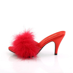 Fabulicious AMOUR-03 Red Feathers Low Heeled Mules Women