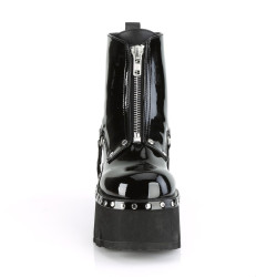 Demonia ASHES-100 Black Patent Platform Women Boots