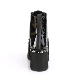 Demonia ASHES-100 Black Patent Platform Women Boots