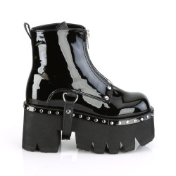 Demonia ASHES-100 Black Patent Platform Women Boots