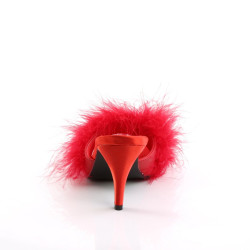 Fabulicious AMOUR-03 Red Feathers Low Heeled Mules Women