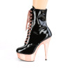 Pleaser DELIGHT-1020 Black Patent Rose Gold Chrome Boots