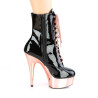 Pleaser DELIGHT-1020 Black Patent Rose Gold Chrome Boots