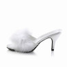 Fabulicious AMOUR-03 White Feathers Low Heeled Mules