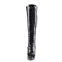 Devious DOMINA-2020 Patent Stiletto Heeled Boots