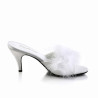Fabulicious AMOUR-03 White Feathers Low Heeled Mules