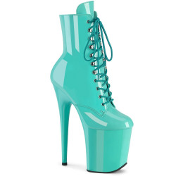 Pleaser FLAMINGO-1020 Baby Blue Patent Heeled Boots