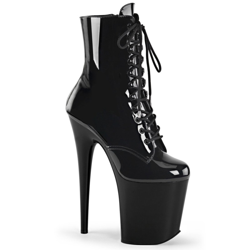 Pleaser FLAMINGO-1020 Black Patent Women Ankle Boots Pleaser FLAMINGO-1020 Black Patent Women Ankle Boots