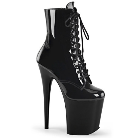 Pleaser FLAMINGO-1020 Black Patent Women Ankle Boots