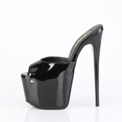Pleaser JUBILANT-01 Black Stiletto Heeled Platform Mules