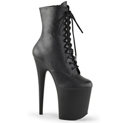Pleaser FLAMINGO-1020 Black Vegan Leather Ankle Boots
