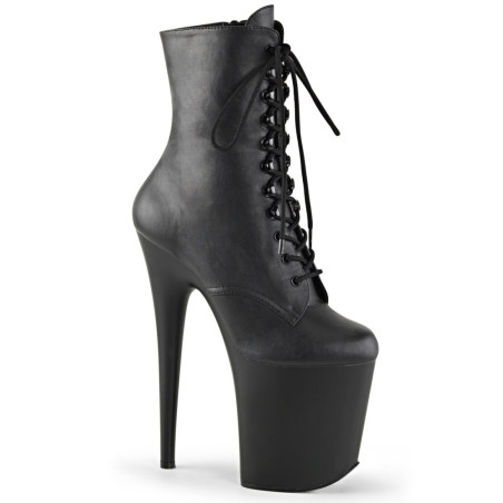 Pleaser FLAMINGO-1020 Black Vegan Leather Ankle Boots