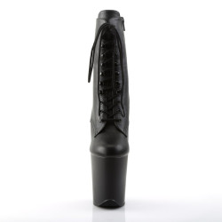Pleaser FLAMINGO-1020 Black Vegan Leather Ankle Boots