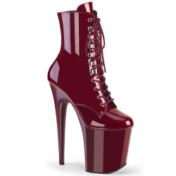 Pleaser FLAMINGO-1020 Burgundy Patent Ankle Boots
